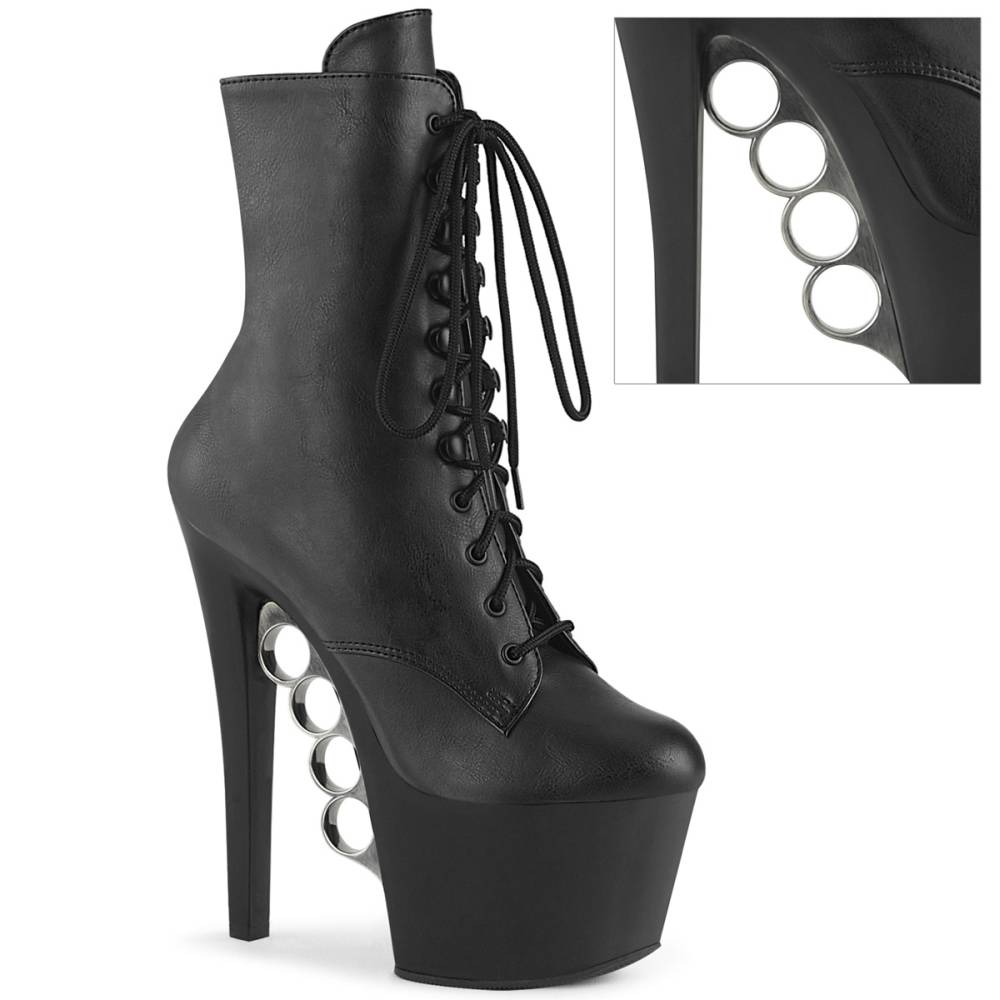 Pleaser - KNUCKS-1020 Bottes de plate-forme, Pole dance chaussures - Noir